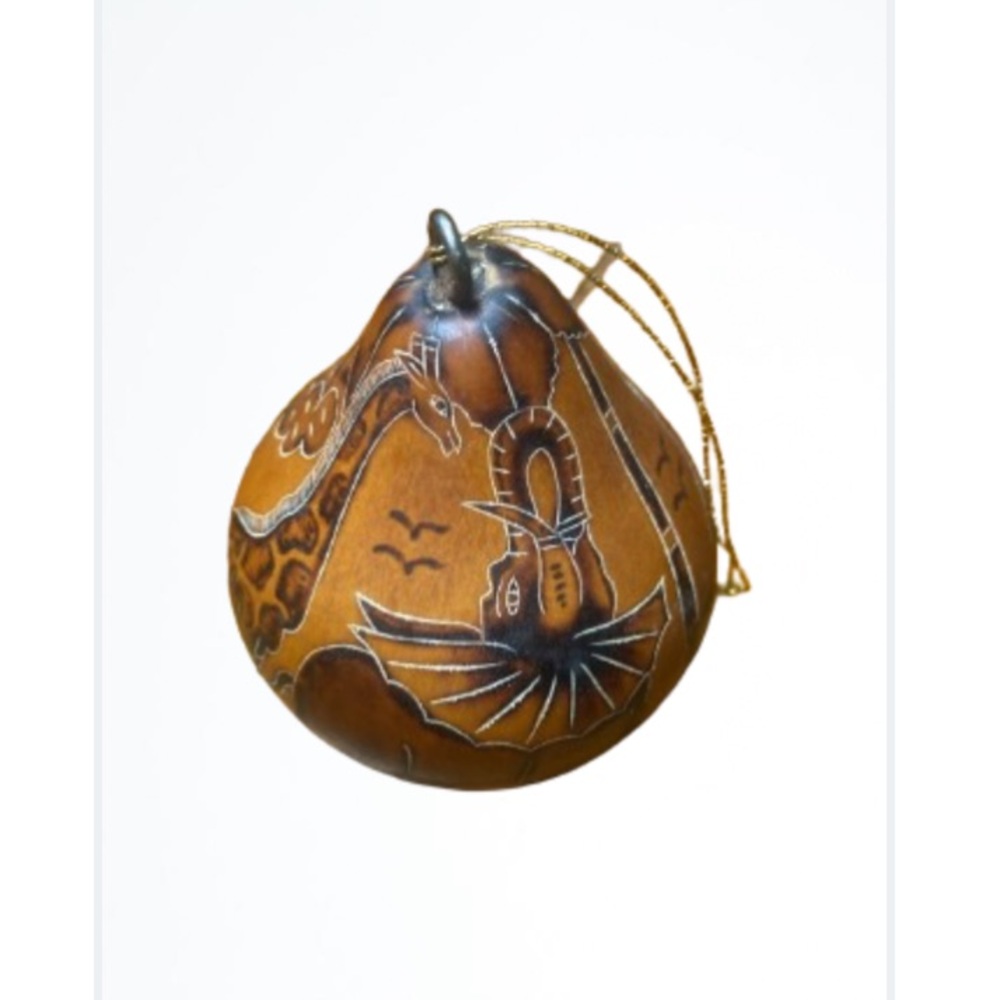 Vintage Peruvian Handmade Hanging Animal 
Gourd Art Made in Peru